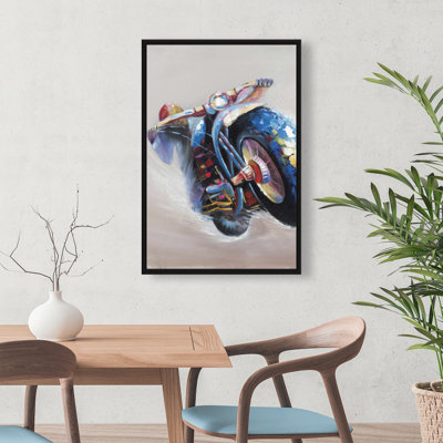 Motorcycle In Jump Print On Canvas