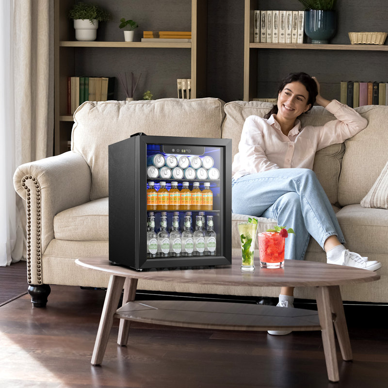 Electactic 1.7 Cu.ft Glass Door Beverage Cooler, Holds 68 Cans, Adjustable Temperature (40-61°F), Quiet Compressor & Metal Shelves, Digital Temperature Control Perfect For Beer, Soda,Wine