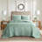 Reversible Microfiber Bedding Set, Green Medallion Pattern For Bedroom
