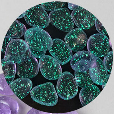 Glowing Stones With Scattered Luminescent Particles Used In Aquarium Landscaping  And Colored Luminescent Stones
