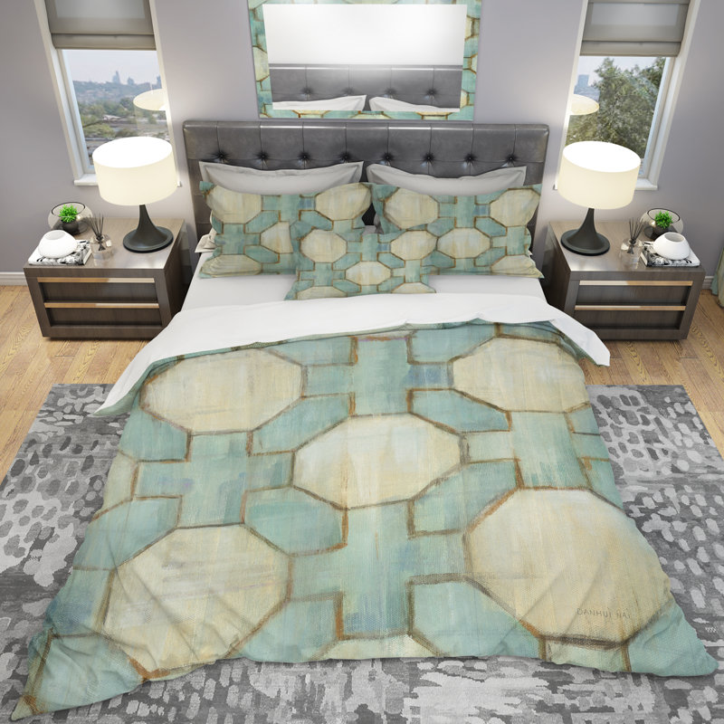 No Geometric Shapes Duvet Cover, King Duvet Cover + 2 Shams