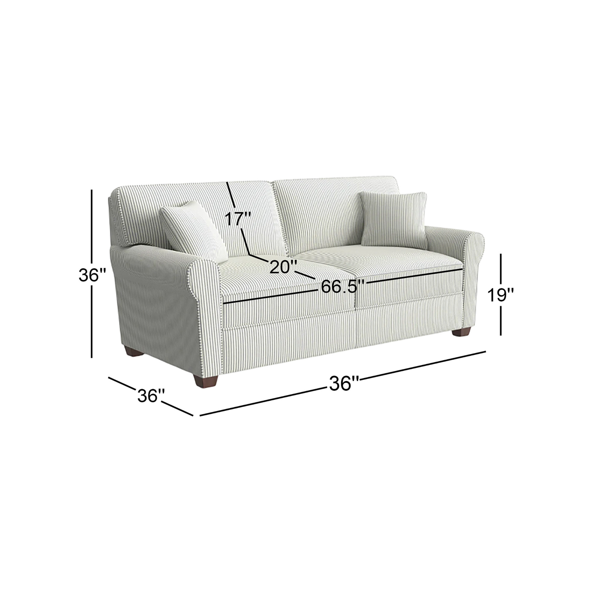 Shannon 36'' Upholstered Sleeper Sofa, Dark Walnut, Cruise Adrift 