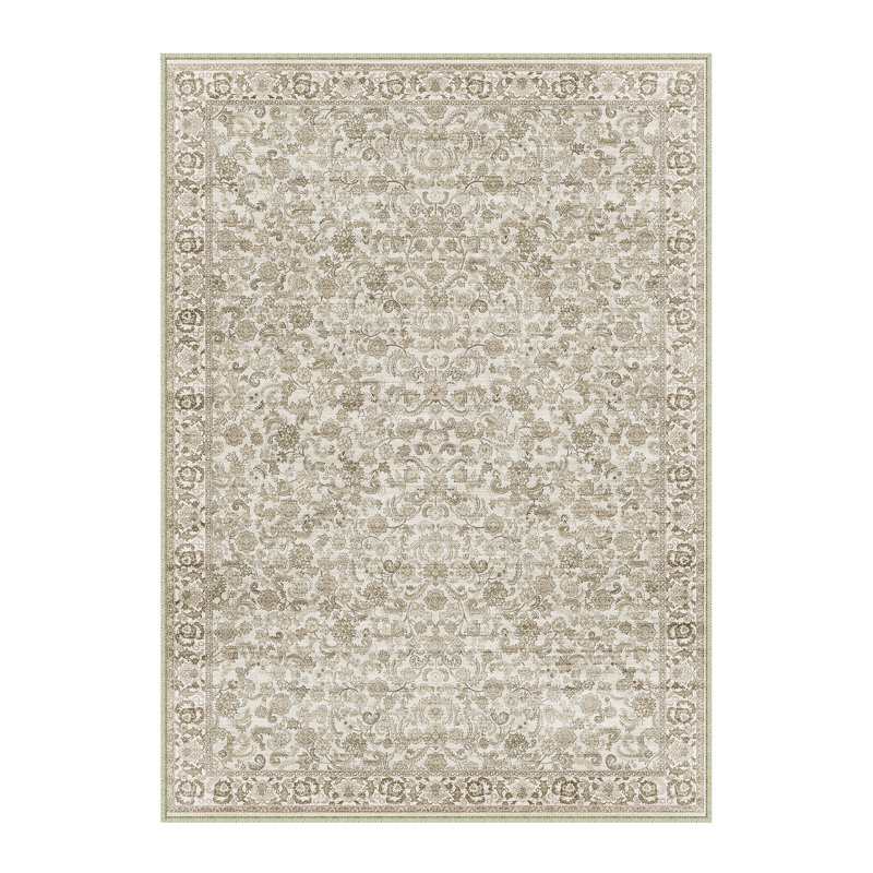 Kitty Machine Washable Oriental Area Rug With Non-Slip Backing, Rectangle 9' x 12', Brown