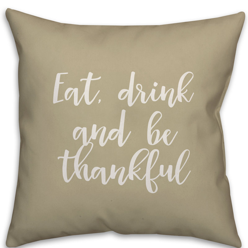  Coussin «Eat Drink and Be Thankful», Beige, Coussin décoratif