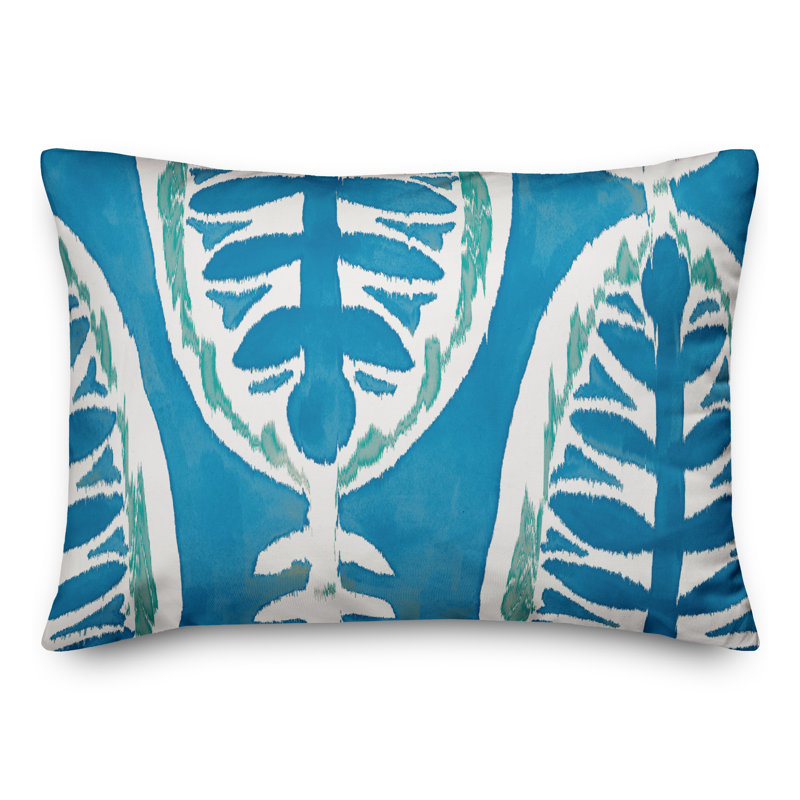 Floral Outdoor Reversible Throw Pillow, Teal