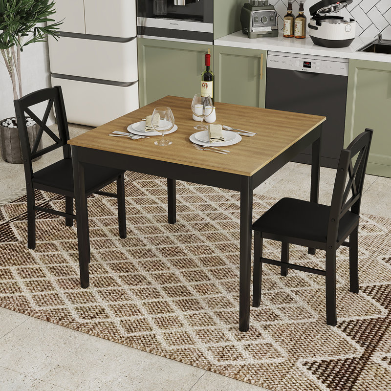 Dining Set, Black, Brown/Black