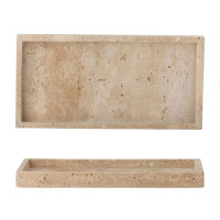 Travertine Tray Large In Cream, 1.5" H x 11.75" W x 8.75" D