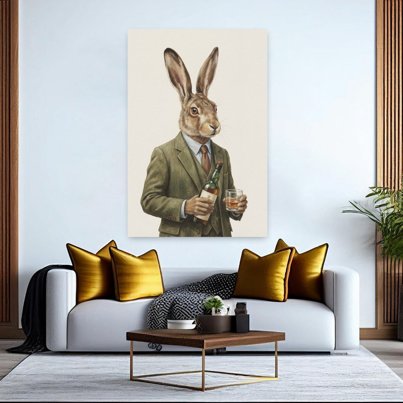 «The Whiskey Hare», art mural contemporain, H 60 po x l 40 po