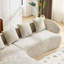 Canapé en forme de L en chenille kaki clair avec éponge hautement élastique, accoudoirs courbés et quatre coussins décoratifs pour une assise confortable-407307336