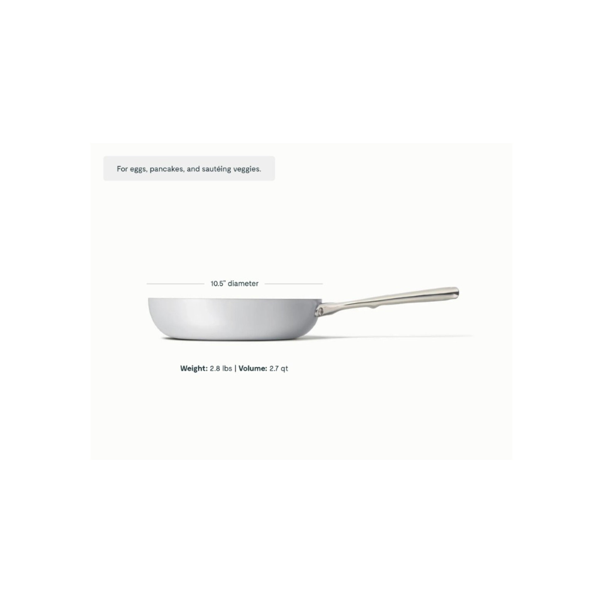 Caraway Nonstick Ceramic Fry Pan, Gray, 10.5"