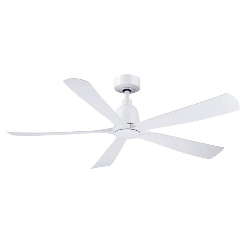 Kute5 52 inch Indoor/Outdoor Smart Ceiling Fan with Remote Control - Matte White with Matte White blades, Matte White