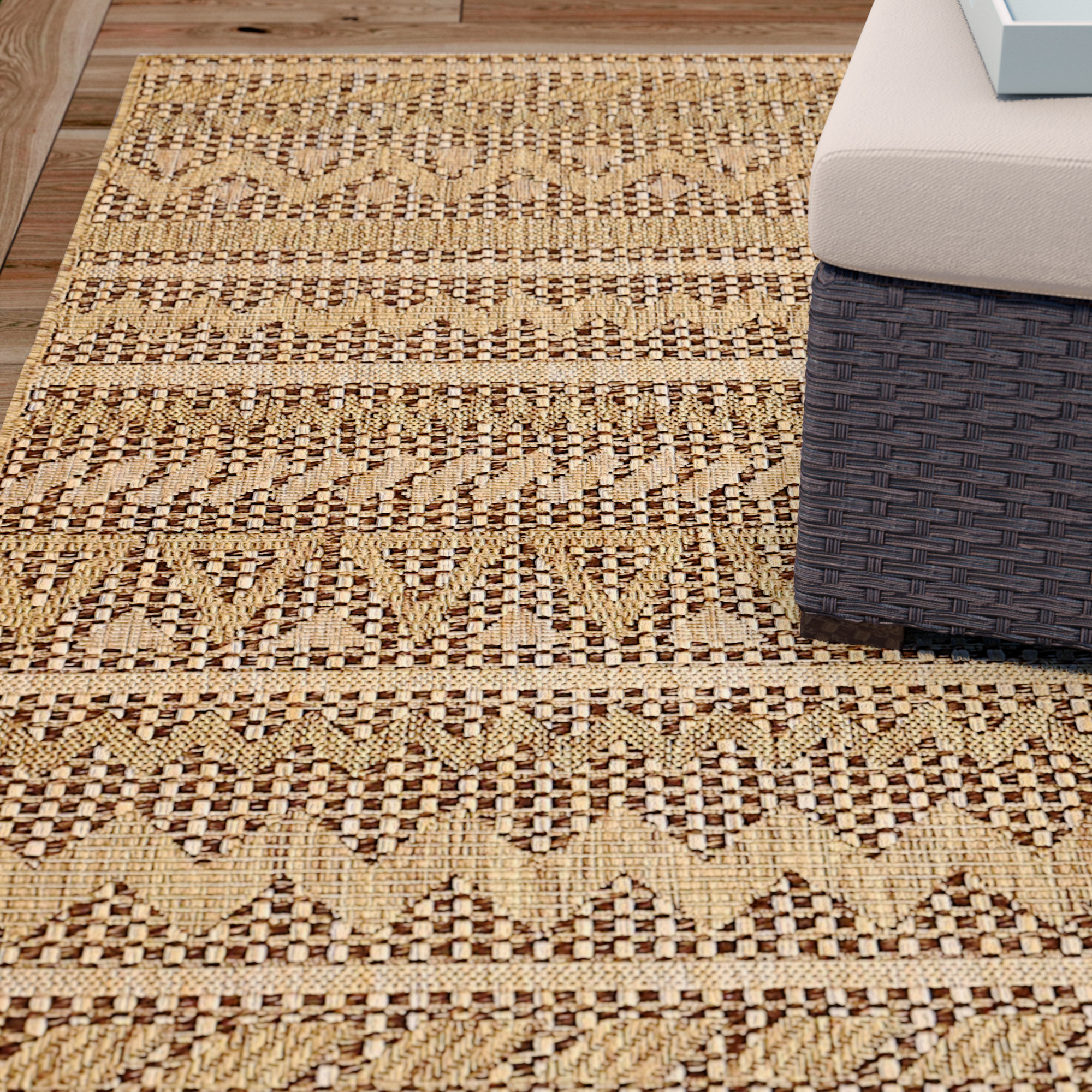 Mistana™ Krystal Geometric Light Brown Indoor/Outdoor Area Rug ...