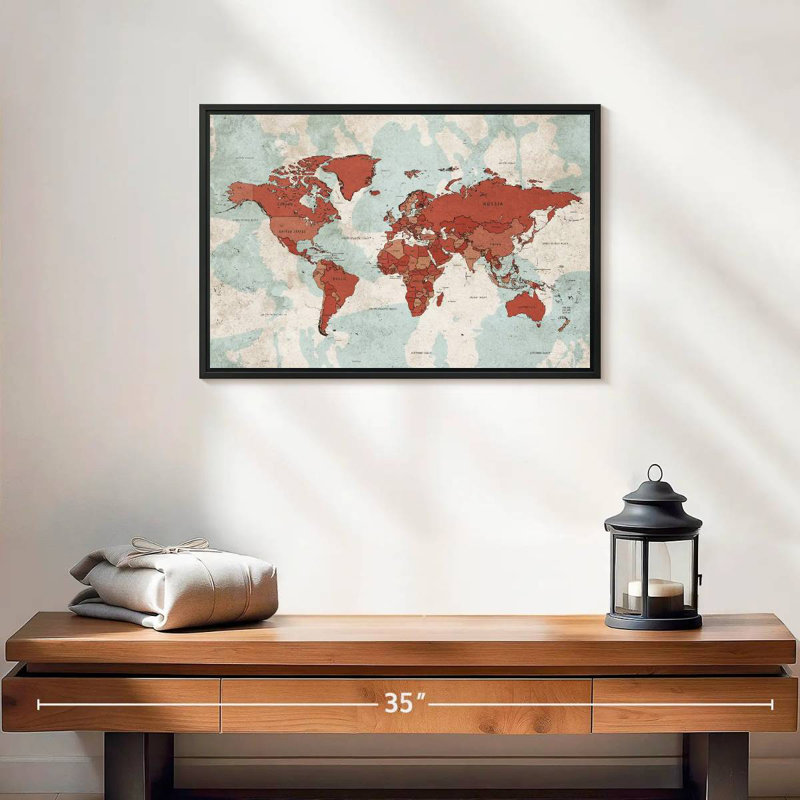 Keiri Aged World Map XII, 13" H x 19" W