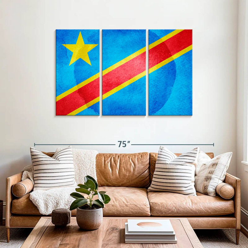 Drapeau du Congo délavé, H 36 po x l 57 po