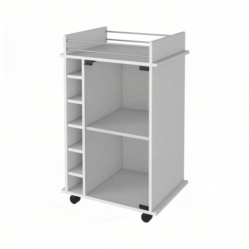 Savannah 6-Bottle 3-Shelf Bar Cart White, White