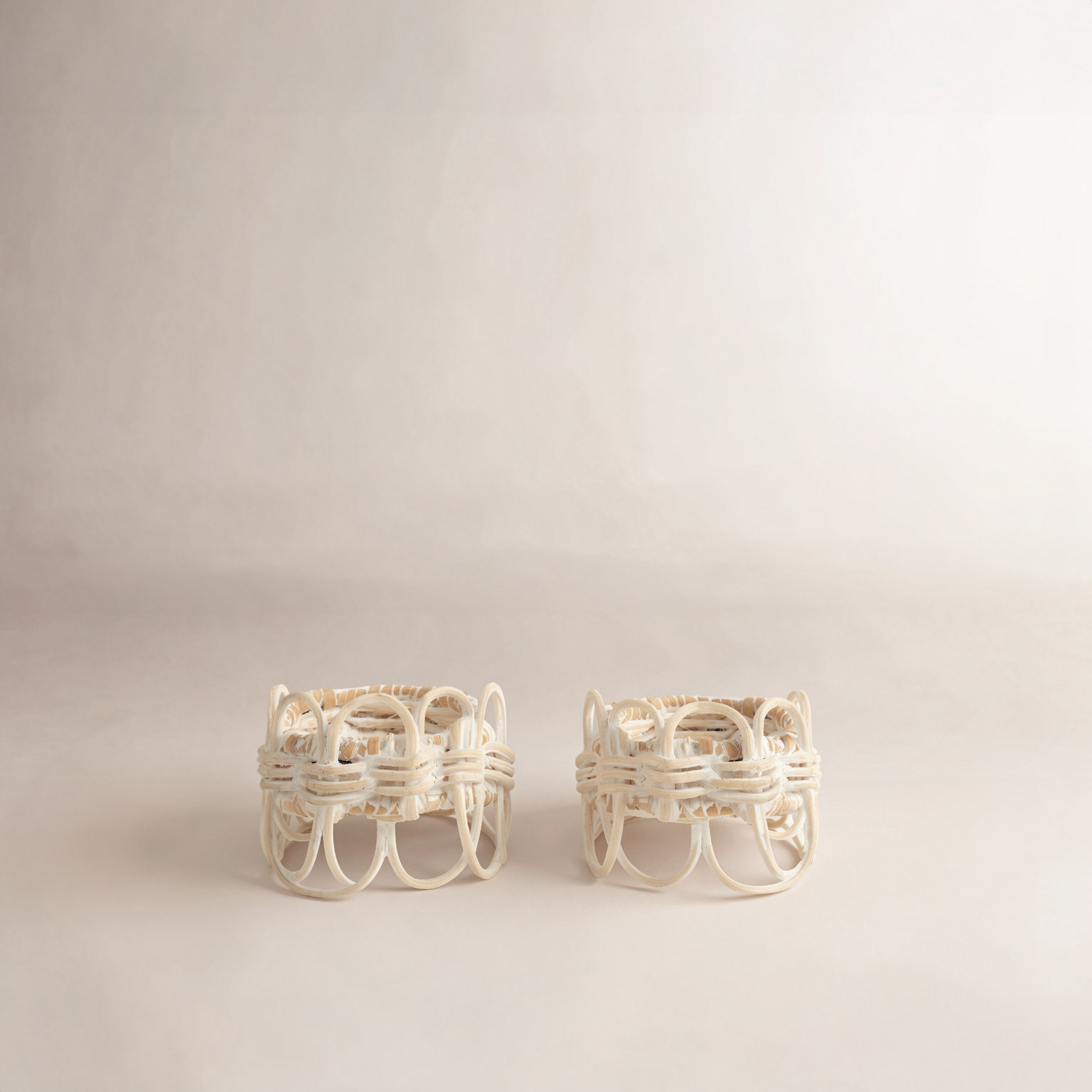 Hughie Rattan Napkin Rings, White