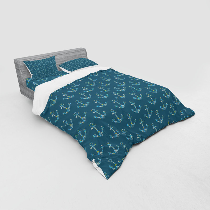 Ensemble de housse de couette en microfibre bleu pétrole / bleu ciel, Housse de couette grand + 3 pièces supplémentair
