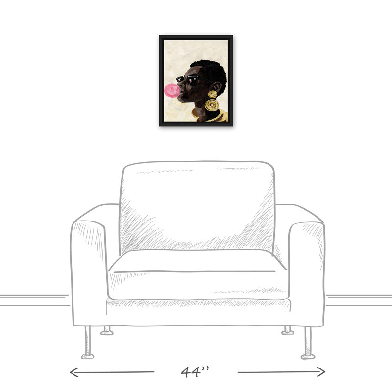 «Blowing a Bubble» - impression, H 15,75 po x l 12,75 po x P 1,75 po, Cadre flottant noir