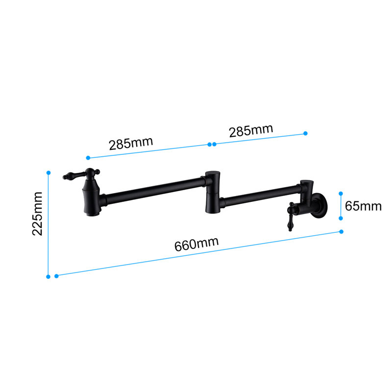 Wall Mount Pot Filler Faucet Matte Black, Space Folding, 360 Rotatable, High-Durability Brass, Corrosion Coating, Double Handle Design Mounted Folding Function, Rotation, Brass Material, Handles