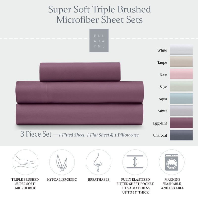 Cozy Touch Microfiber Sheets, Full, Eggplant