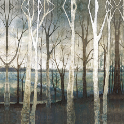 Tree Path Blue Brown - Reproduction d'art sur toile tendue