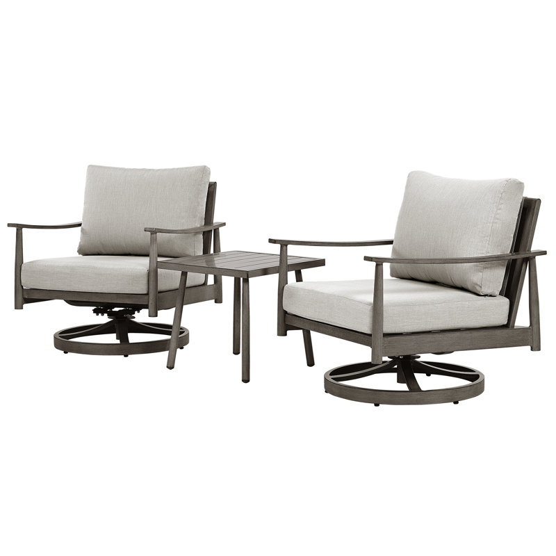 Mariene 2 - Person Patio Conversation Set with Cushions, Gray, Gray