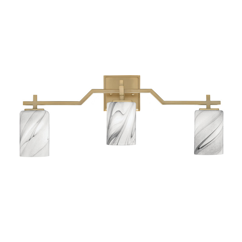 Barre de bain Headland illustrée d'un verre tourbillon onyx de 6 po, H 10,75 po x l 24,75 po x P 5,25 po, Laiton