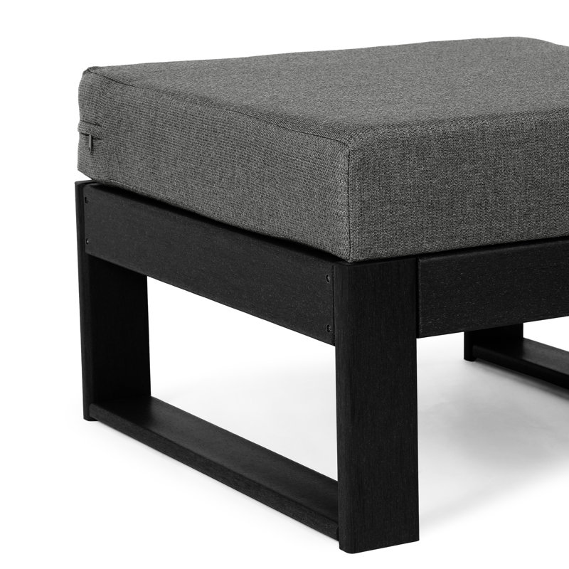 Repose-pieds de patio à assise profonde avec cadre, Noir, noir, noir, noir, Gris