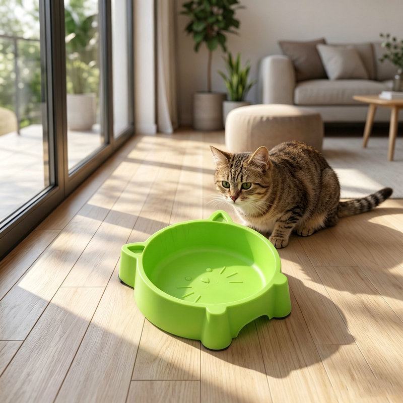 Bol en plastique pour chat et chats Playful Cats Face, Vert