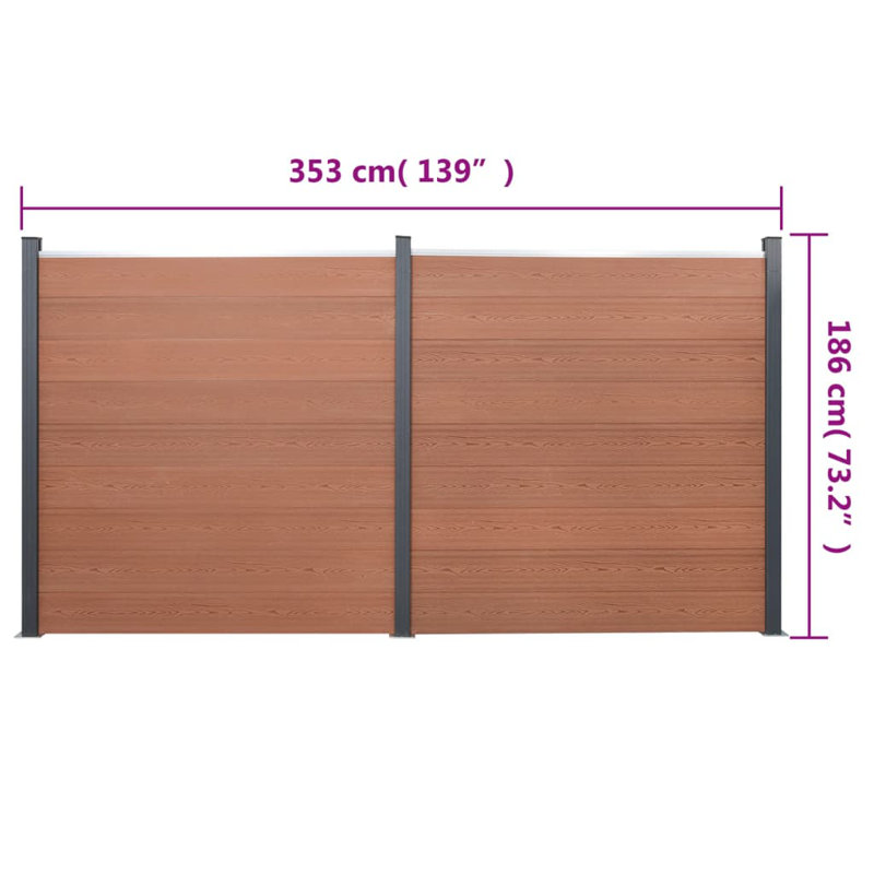 Clôture en métal H 73,2 po x l 139 po, Brun