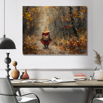 Red Orange Autumn Voyager Gnome - Gnome Wall Art Living Room