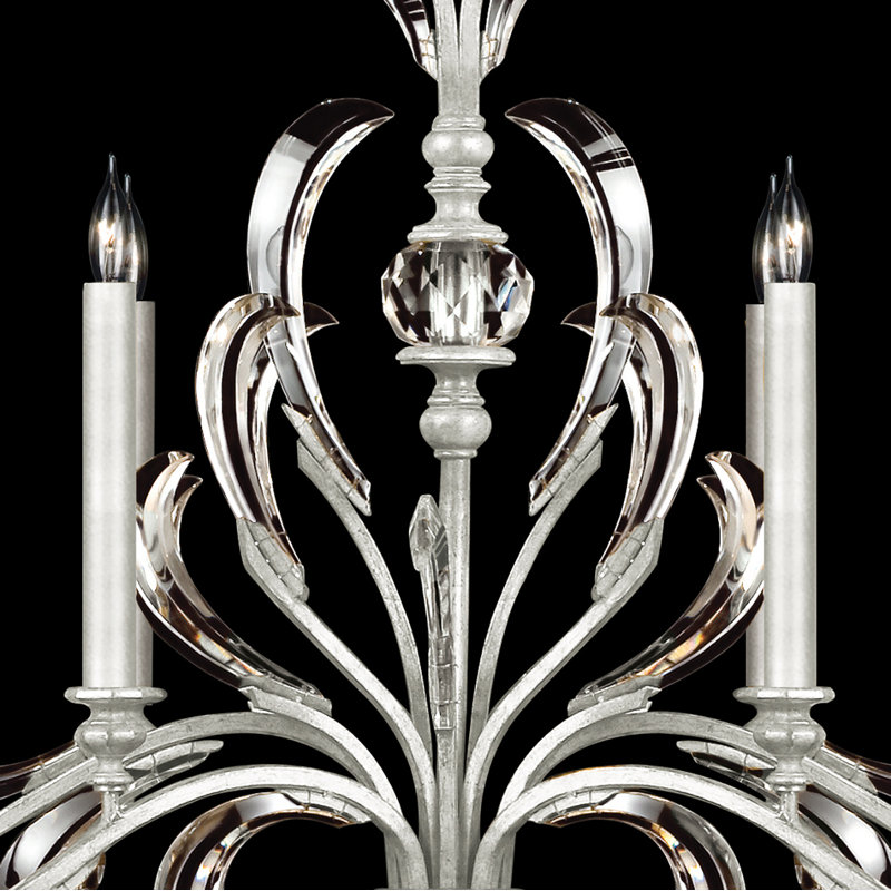 Beveled Arcs 6 - Light Chandelier, Silver