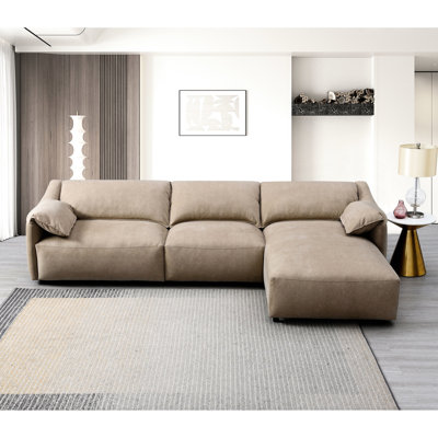 Canapé modulaire doux en suède de nubuck doux - Confortable et brun avec cadre