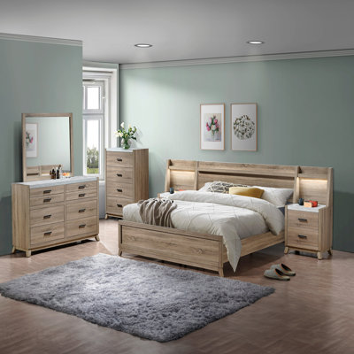 1pc Rustic Transitional Contemporary Dresser Natural Brown Faux Stone Top Bed Side Cabinet Furniture