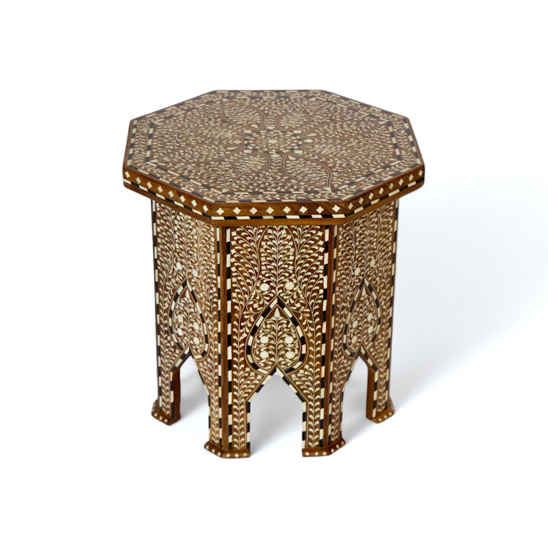 Bone Inlaid Teak Side Table