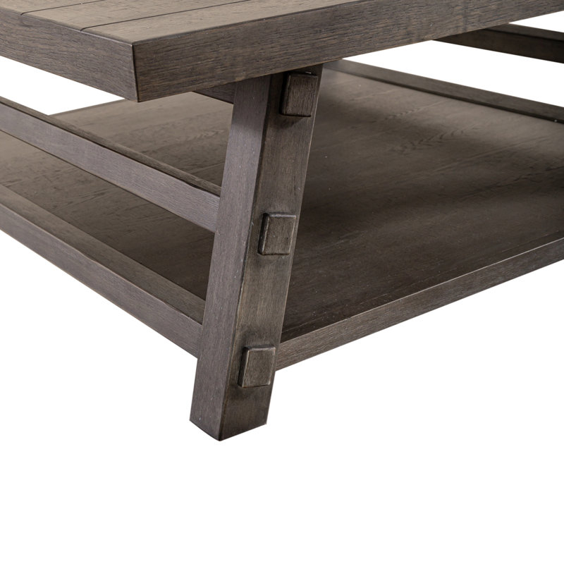 Bettee Solid Wood Top Coffee Table, Dusty Charcoal