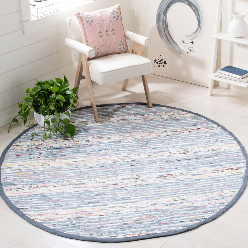 Montauk Hand Woven Performance Striped Rug, Round 6'