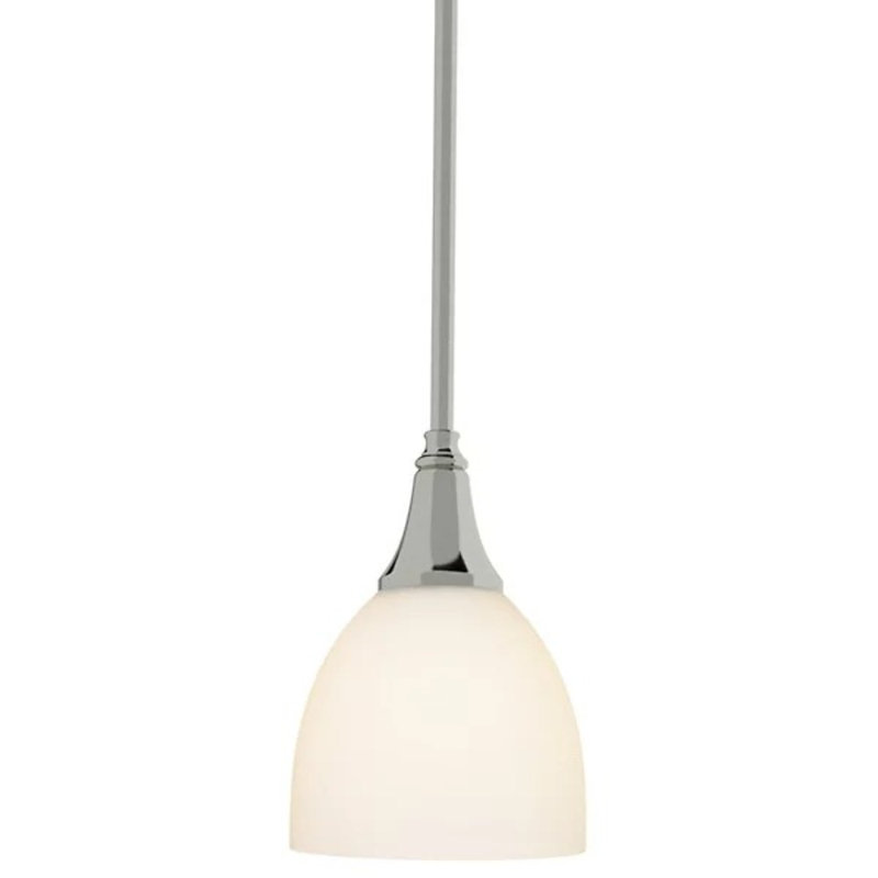 Trumpet 1-Light Single Dome Pendant, White, Sterling