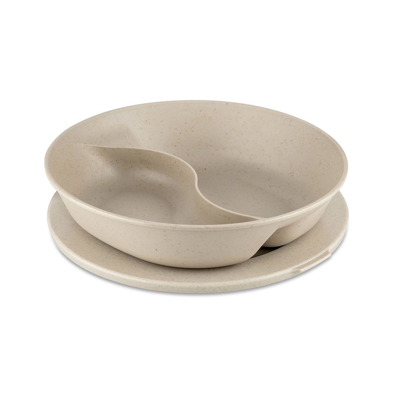 Connect Separee dinner plate with lid, plastic-wood mix, 1.5 L, Beige