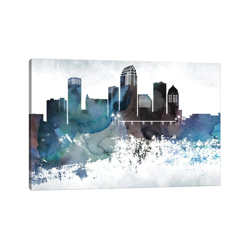 Tampa Bluish Skyline by WallDecorAddict - Wrapped Canvas Print, 20.32cm H x 30.48cm W x 1.91cm D