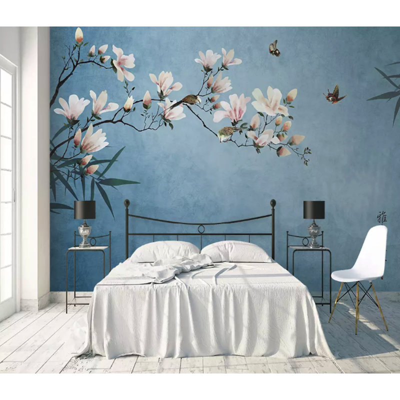 Papier peint amovible floral, L 75 po x l 112 po