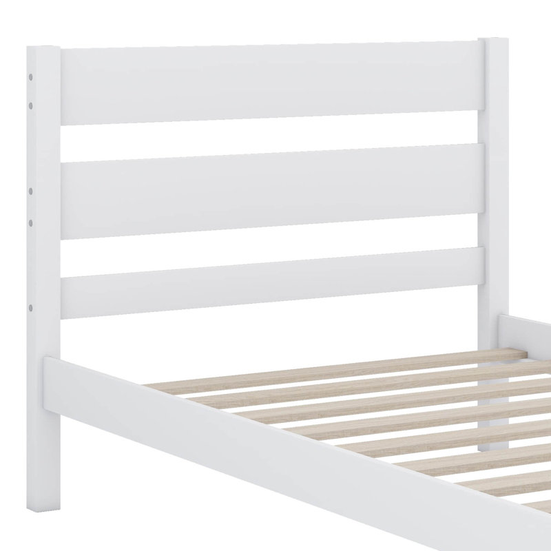Cadre de lit simple équipé d'une tête et d'un pied de lit, Blanc