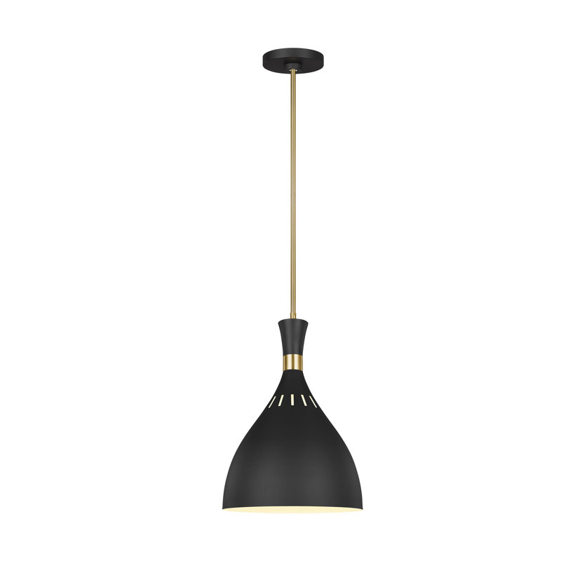 Luminaire suspendu en forme de cloche à 1 lumière Joan, Noir / or, Noir / or