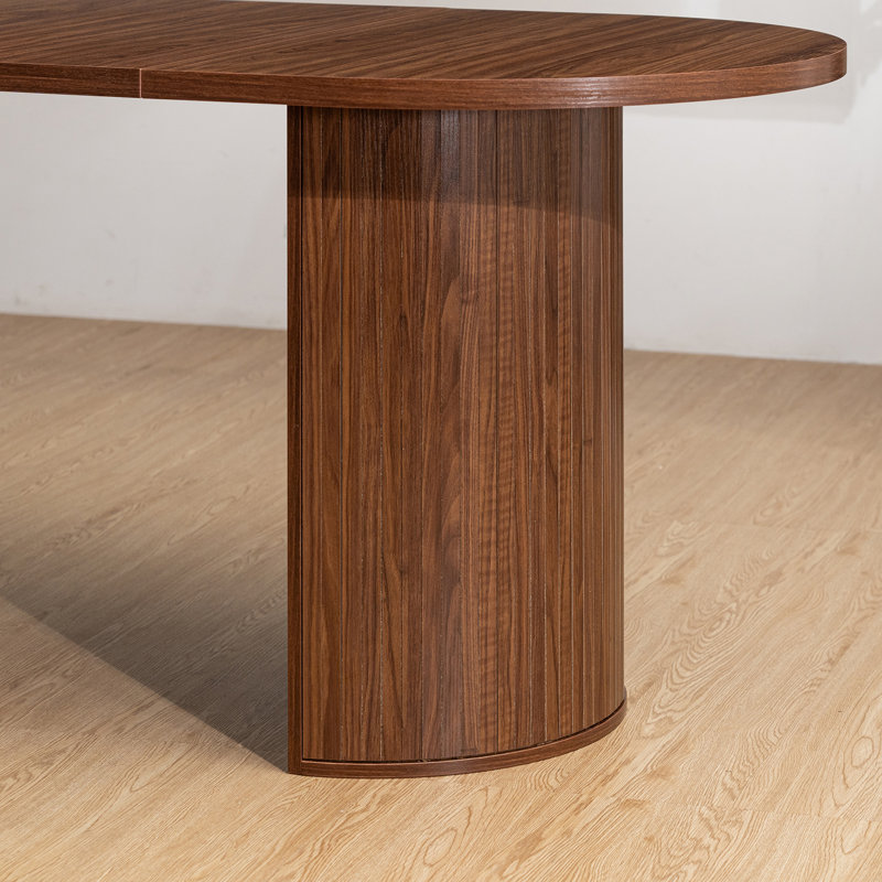 70.8" Oval Dining Table For 4 6 Person Kitchen Table With Semi-Cylindrical Legs Base Large Modern Farmhouse Wooden Dinner Tables For Kitchen Dining Living Room Walnut