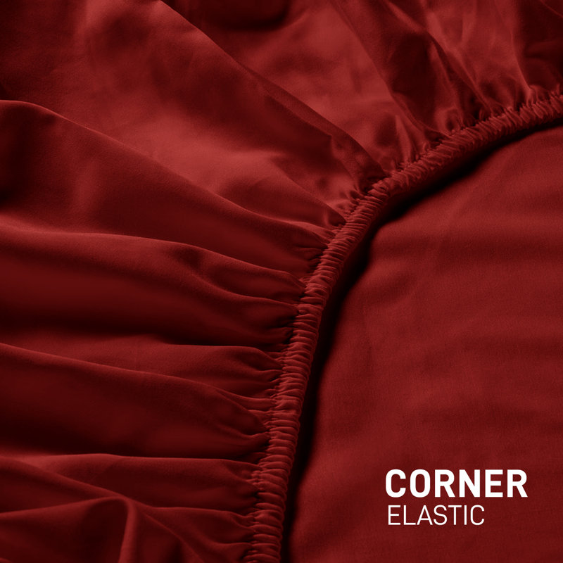 Kian-Scott Plain Weave / Muslin Fitted Sheet, Double (4'6), Red
