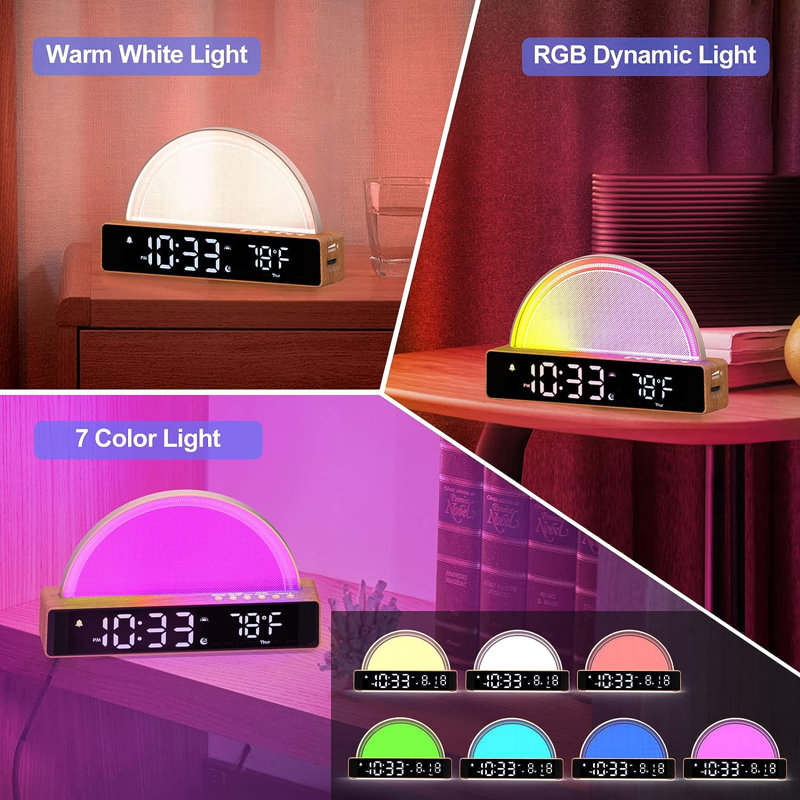 Gjermund Digital Solid Wood Electric Tabletop Clock in Wood
