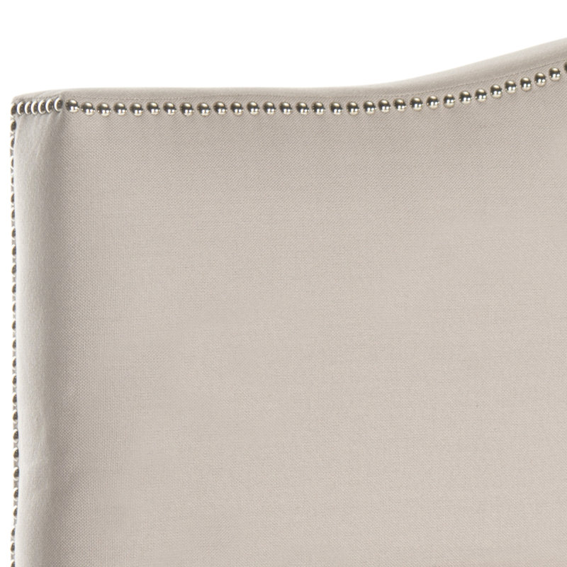 Laken Upholstered Headboard, Full, Beige Linen, Silver