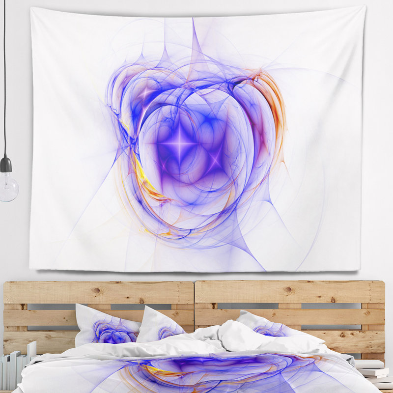 Tapisserie abstraite bleue brillante étoile nébuleuse, H 50 po x l 60 po