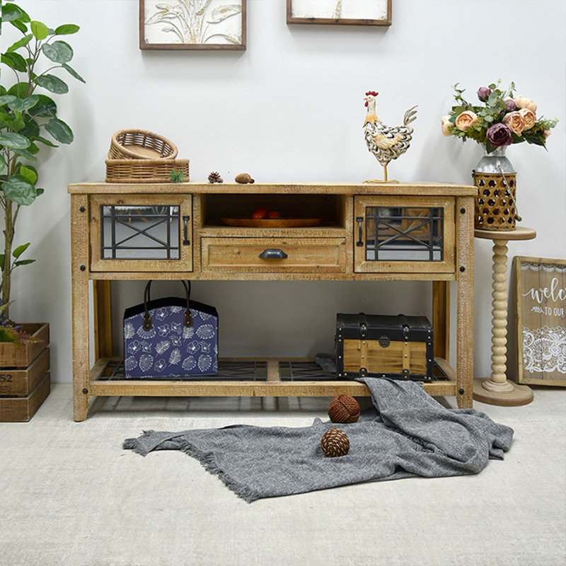 Console rectangulaire en bois manufacturé brun massif