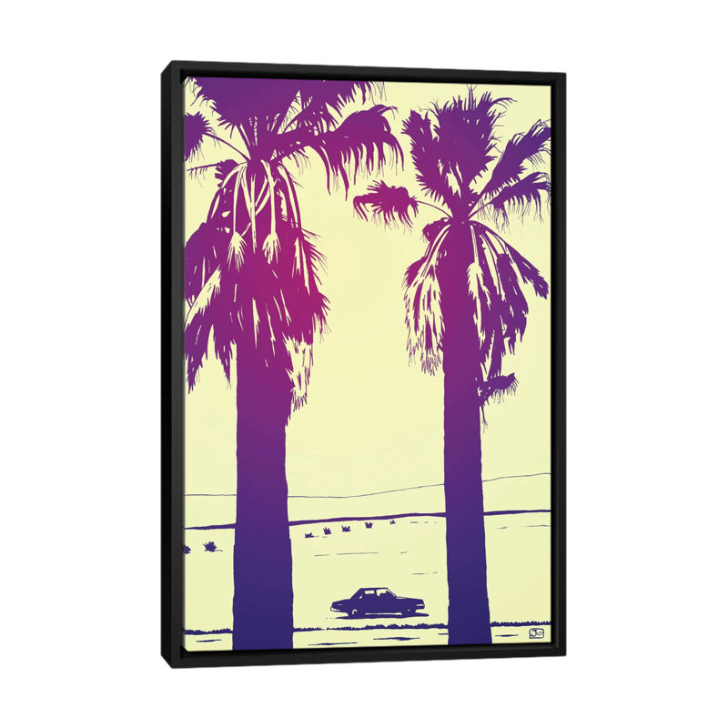 « palms » par giuseppe cristiano, peinture sur toile tendue, H 26 po x l 18 po x P 1,5 po, Toile avec cadre noir
